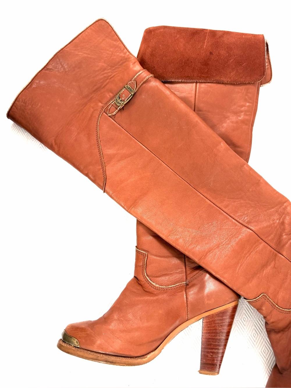 1970’s knee high caramel leather Zodiac boots size 6M